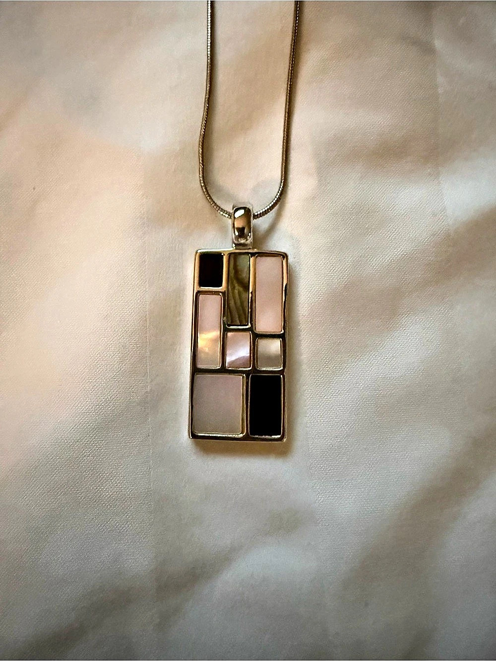 Geometric Pendant Necklace in Gold & Black Like New